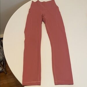 Lululemon Size 0 Mauve Pink 22” Inseam Double Side‎ Pocket Squat Tie Leggings